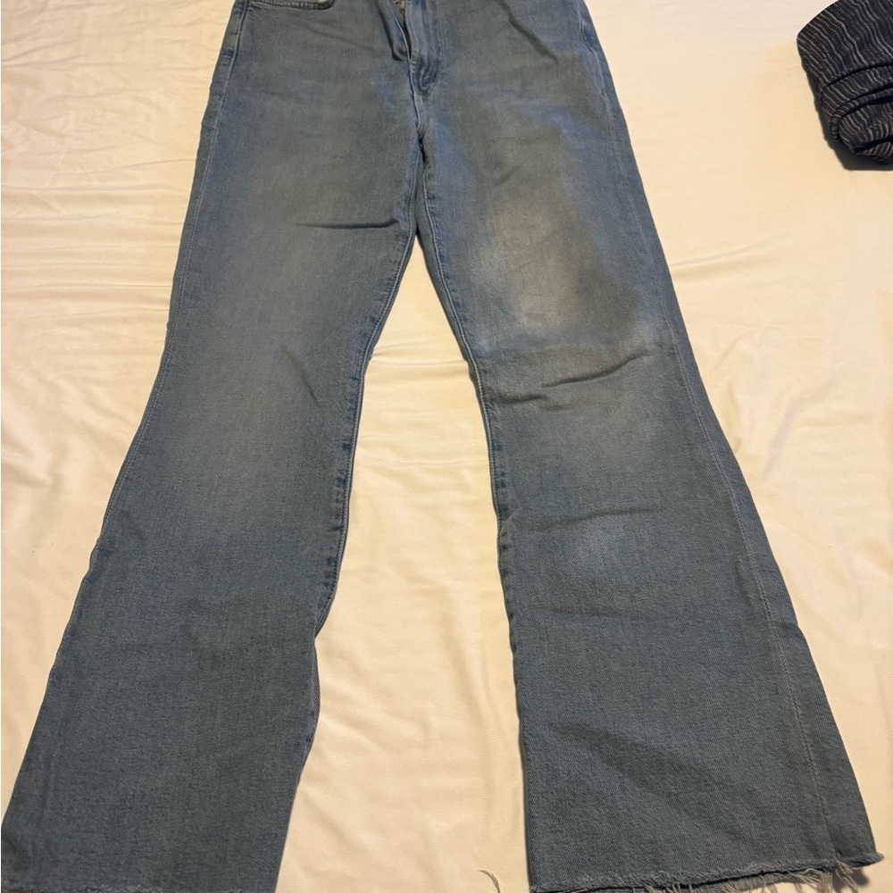 MOTHER Hustler Flare Wide Leg Jeans in Light Blue